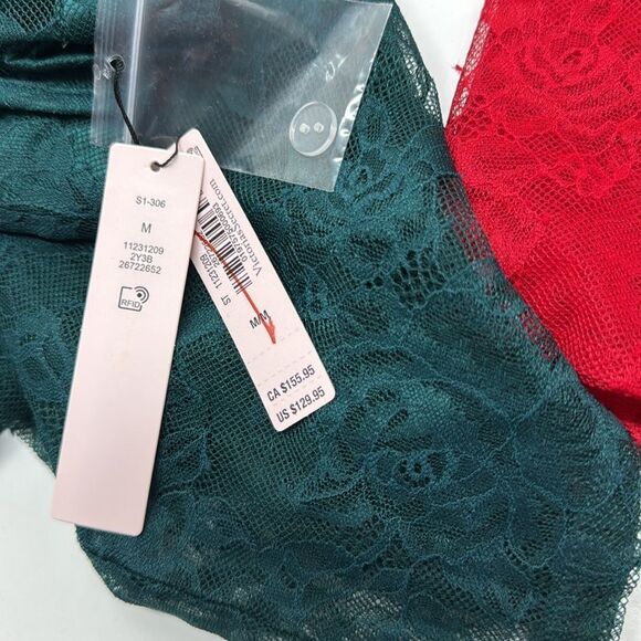 🔥NEW VICTORIA'S SECRET VS Archives Rose Lace Pants Deepest Green - Picture 9 of 9